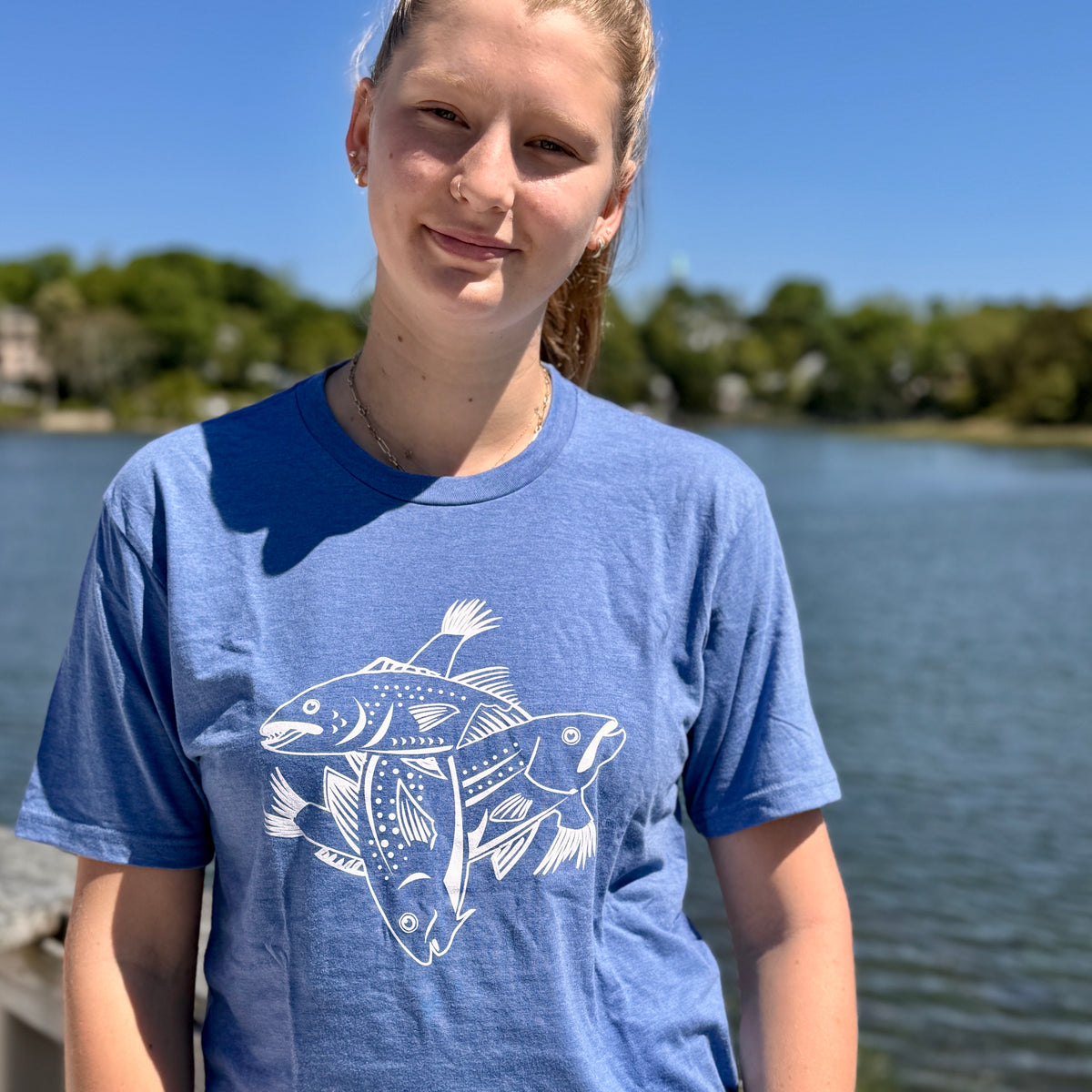Mac's Three Fish Tee / Maritime Blue