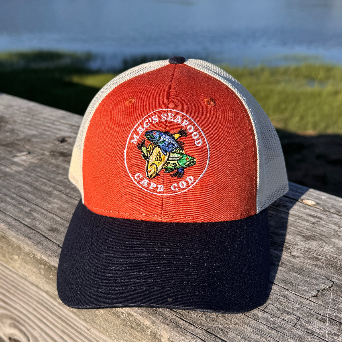 Mac's Mesh Hat Orange/Navy