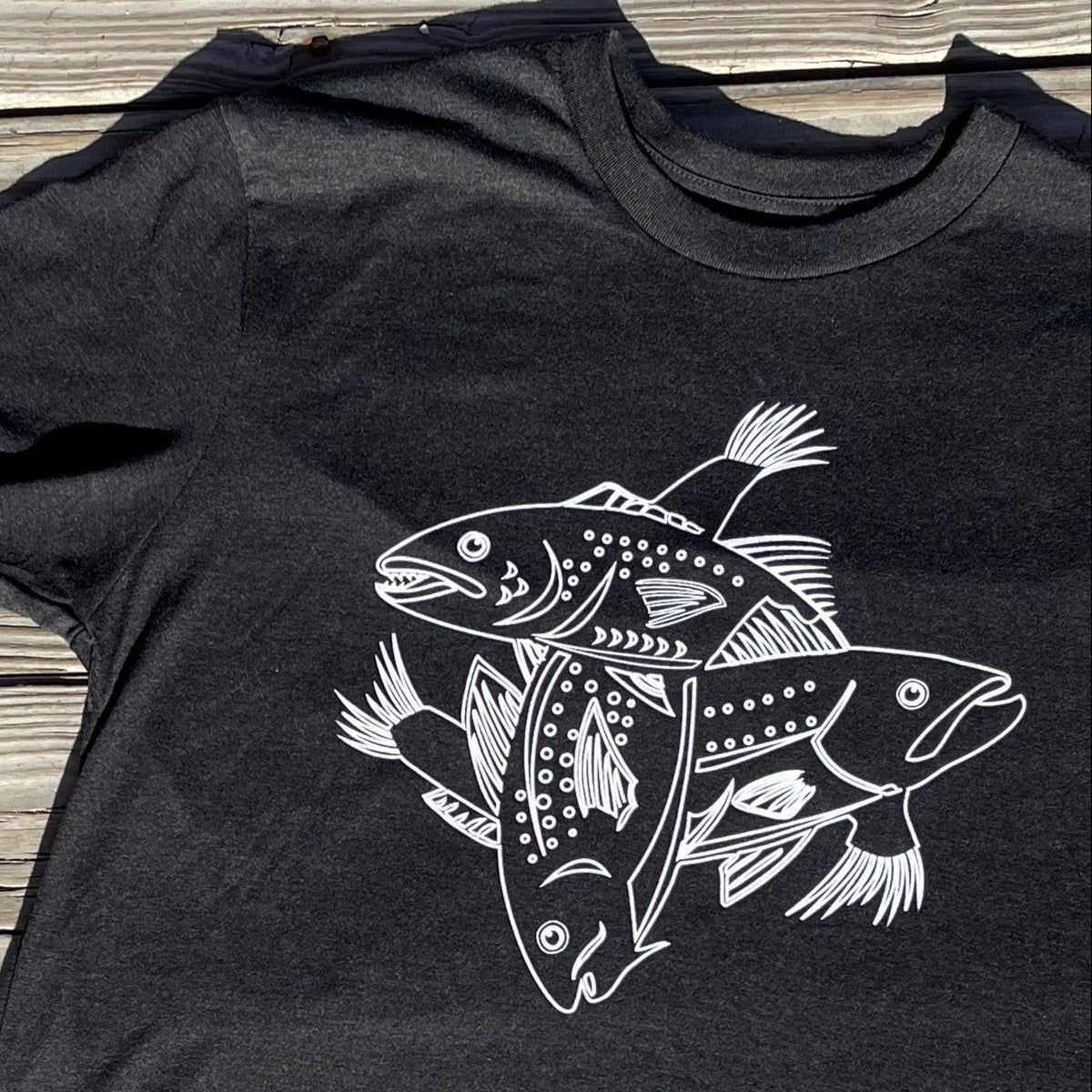 Mac's Three Fish Tee / Charcoal Heather