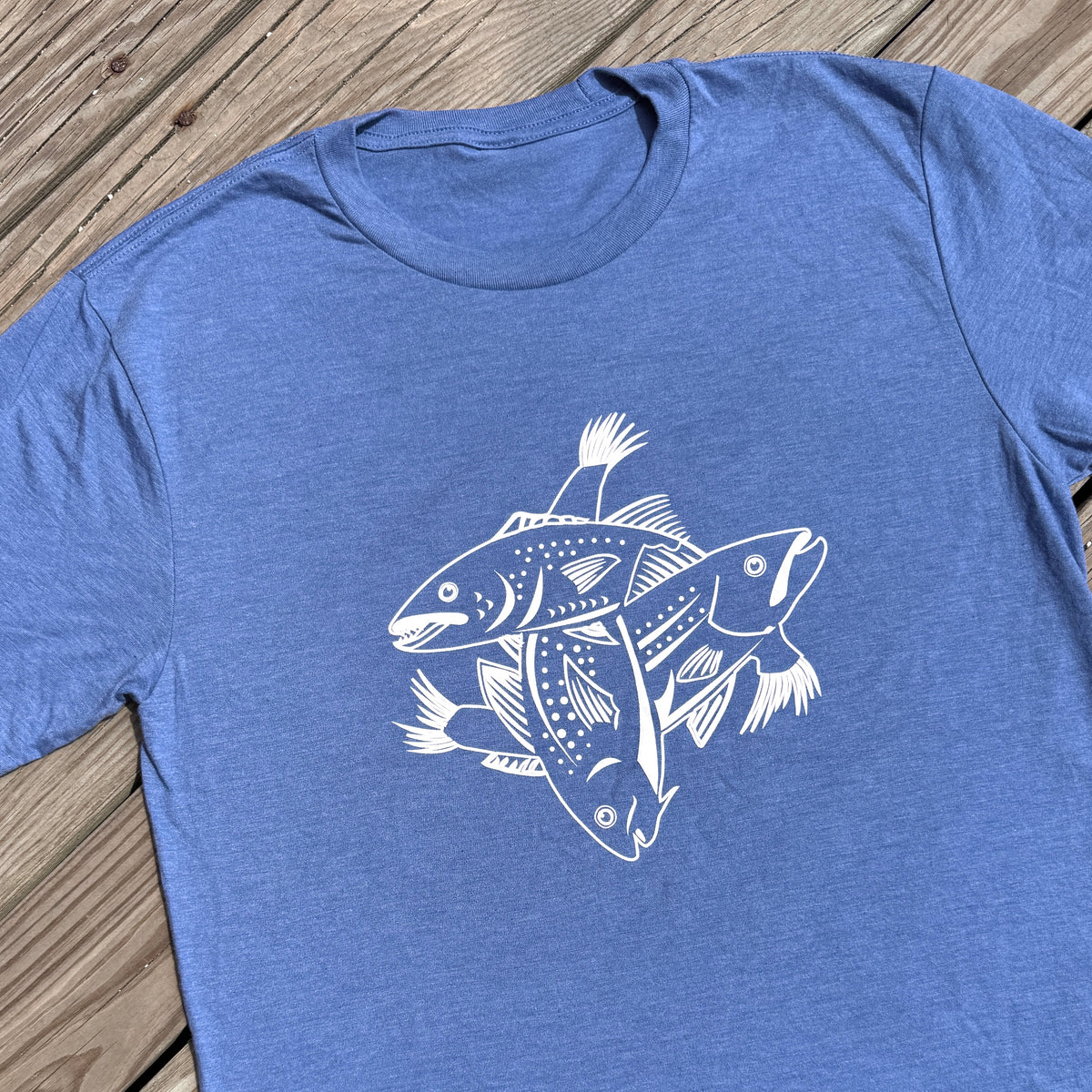 Mac's Three Fish Tee / Maritime Blue